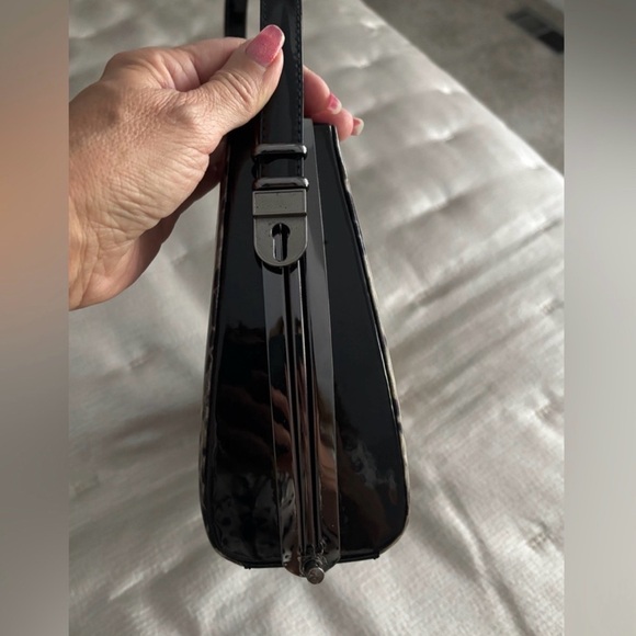 Marinal Snakeskin Print Shoulder Bag Black Hardware Structured 90s Y2K Vintage - Picture 5 of 12